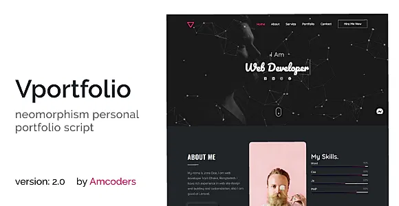 Vportfolio - Neomorphism Laravel Personal Portfolio Script