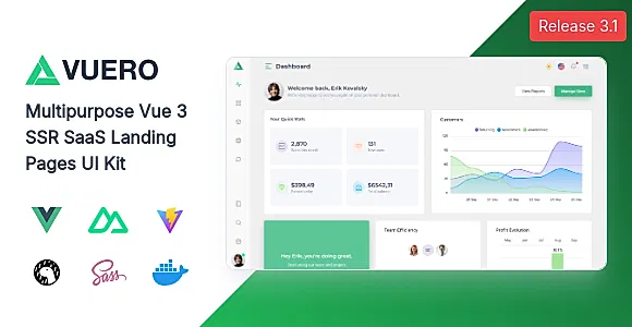 Vuero - Vuejs, Nuxt, Electron - Admin and Webapp UI Kit