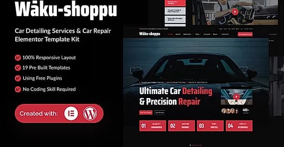 Waku-shoppu - Car Detailing Service & Car Repair Elementor Template Kit