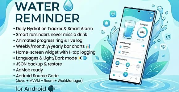 Water Reminder – Daily Hydration Tracker & Smart Alarm App for Android