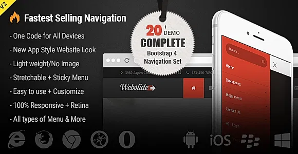 Web Slide - Bootstrap 4 Mega Menu Responsive