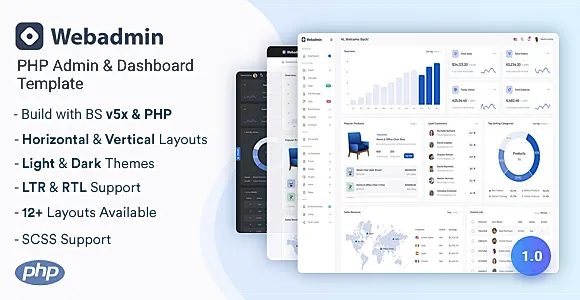 Webadmin - PHP Admin & Dashboard Template
