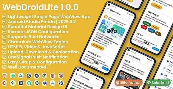 WebDroidLite - Lightweight Android WebView App - Single Page Website