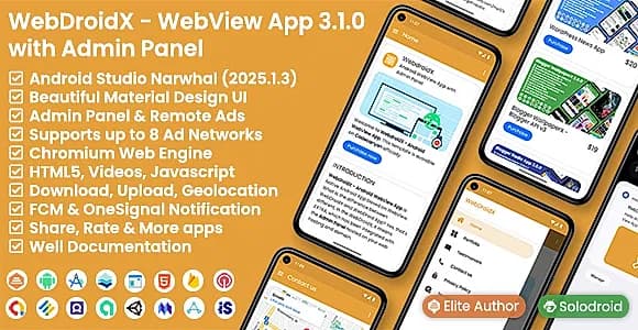 WebDroidX - Android WebView App with Admin Panel