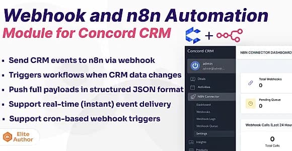 Webhook and n8n Automation Module for Concord CRM