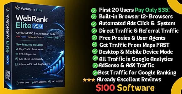 WebRank Elite – SEO Performance & Website Organic Traffic Generator Bot
