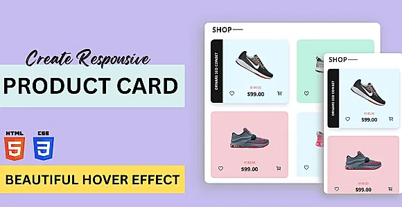 Website Product Card - Responsive Card Design with Hover Effect