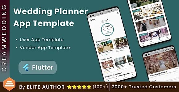 Wedding Planning Android App Template + iOS App Template | 2 Apps | Flutter | DreamWedding