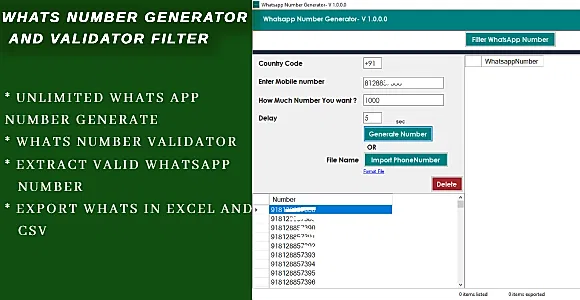 Whats Number Generator and Filter Pro