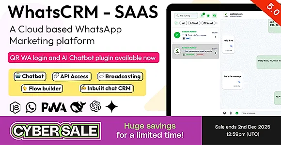 WhatsCRM - Chatbot, Flow Builder, API Access, WhatsApp CRM SAAS System