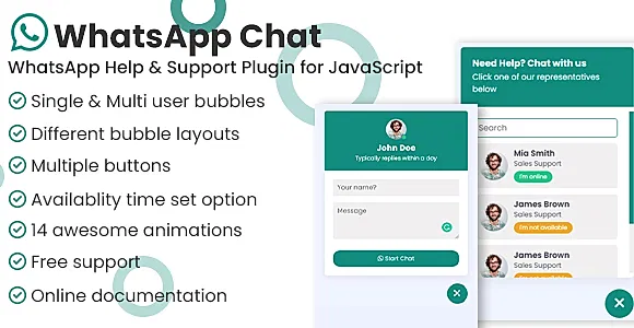 WhatsHelp - WhatsApp Help and Support Plugin for JavaScript