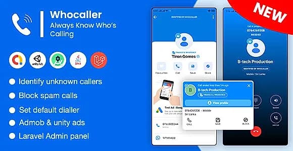 Whocaller Truecaller ID & Spam Blocker App With Admin Panel