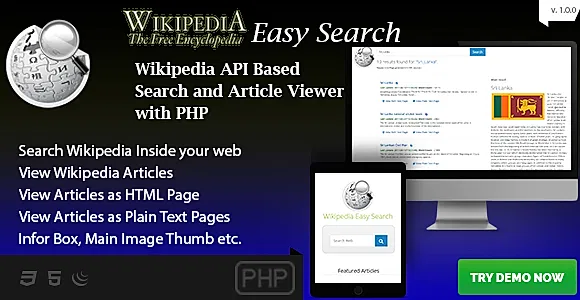 Wikipedia Easy Search - Wikipedia API Based PHP Script