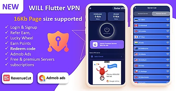 WILL Flutter VPN App - VPN App | Secure VPN & Fast VPN | Refer & Earn | Reward Lucky Wheel
