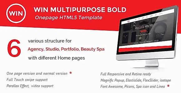 Win - Multipurpose Bold One Page HTML5 Template