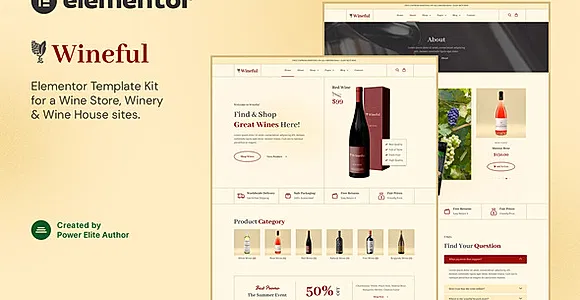 Wineful – Wine Store & Winery Elementor Template Kit