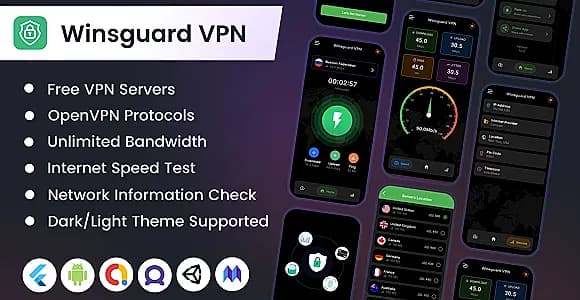 Winsguard VPN – Flutter Android VPN App Source Code with Admob.