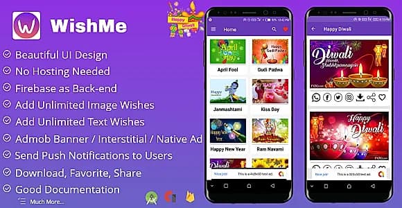 WishMe - Festival Wishes Android App With Firebase Back-end