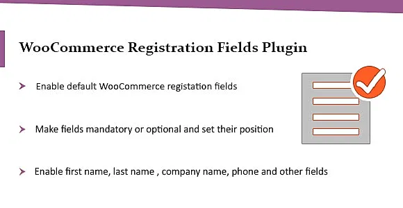 WooCommerce Registration Plugin, Enable Default Fields