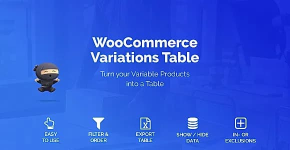 WooCommerce Variations Table WordPress Plugin