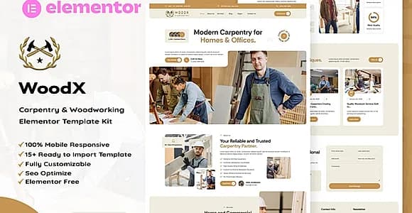Woodx - Carpentry & Woodworking Elementor Template Kit