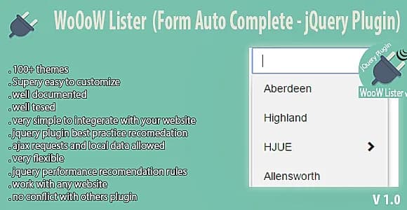 WoOoW Lister  (Form Auto Complete - jQuery Plugin)