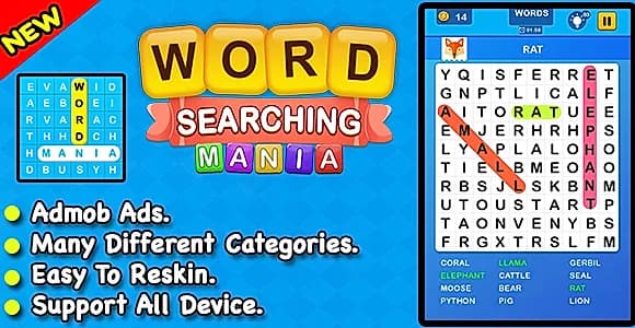 Word Searching Mania + Best Word Search Puzzle Game For Kids + Word Search Android