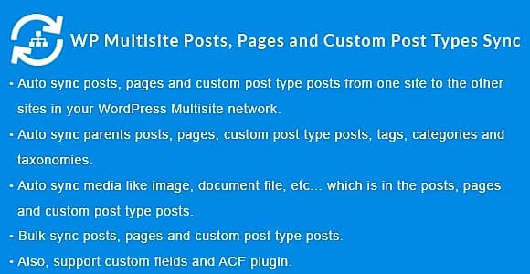 WordPress Multisite Posts, Pages and Custom Post Type Posts Sync WordPress Plugin