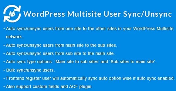 WordPress Multisite User Sync/Unsync (PRO) WordPress Plugin