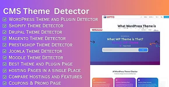 WordPress Theme Detector | Shopify Theme Detector | Magento Theme Detector React NextJS script