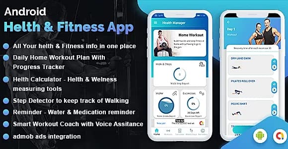 Workout Manager & Health Calculator for Fitness ( Water medicine reminder & pedometer )