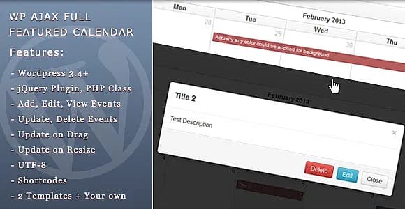 WP Ajax Full Featured Calendar