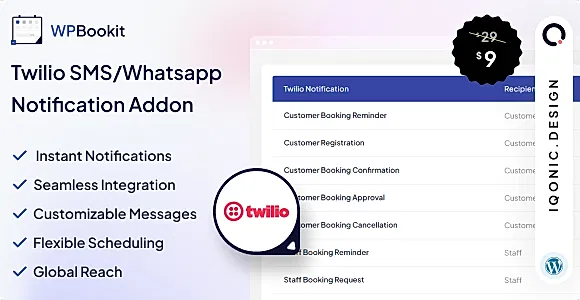 WPBookit - Twilio SMS/WhatsApp Notification (Addon)