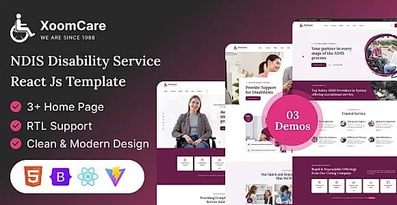 XoomCare — NDIS Disability & Elderly Special Care React Js Template