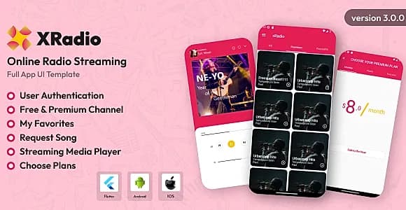 XRadio - Online Radio Streaming Flutter App UI Kit