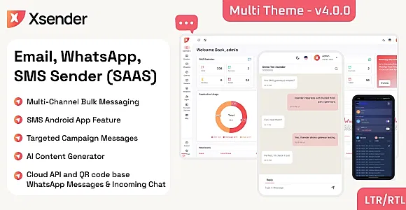 XSender - Bulk Email, SMS and WhatsApp Messaging Application [SAAS]