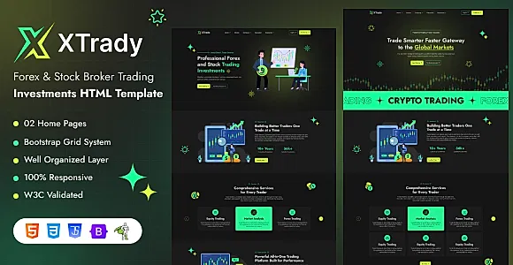 Xtrady - Forex & Stock Broker Trading Investments HTML Template