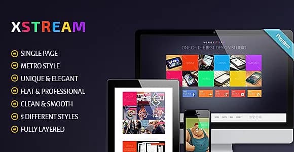 XTREAM - Metro Style Single Page PSD Theme