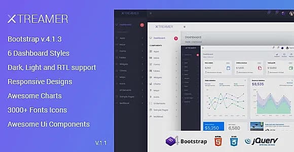 Xtreamer - Responsive Bootstrap Admin Templates