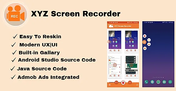 XYZ Screen Recorder | Native Android App | Admob Ads