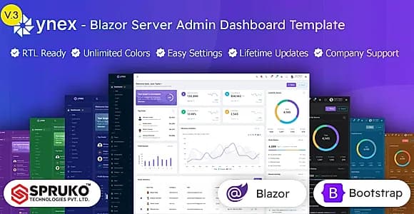 Ynex - Blazor Server Dashboard Panel Template