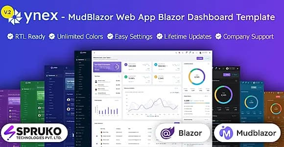 Ynex - MudBlazor Web App Blazor Dashboard Template