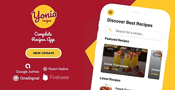 Yonia - Complete React Native Recipes App + Admin Panel