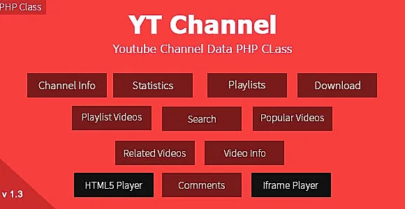 YT Channel - YouTube Channel And Video Details API V3 PHP Class