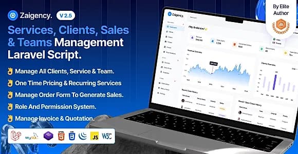 Zaigency - Services, Clients, Sales & Teams Management Laravel Script