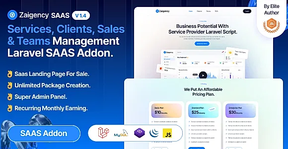 Zaigency - Services, Clients, Sales & Teams Management SAAS Addon.