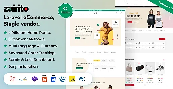 Zairito - Laravel eCommerce System | Single vendor