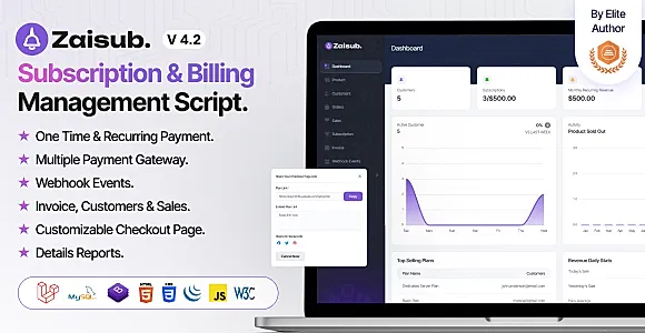 Zaisub - Subscription & Billing Management Laravel Script.