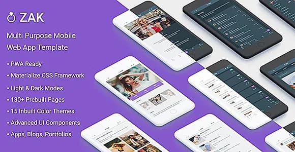 Zak: Multi Purpose Mobile Web App template (PWA)