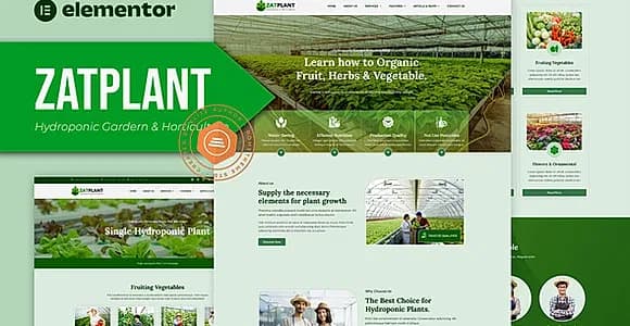 Zatplant - Hydroponic Garden and Horticulture Elementor Template Kit